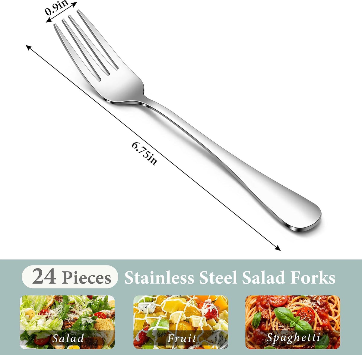 24 Piece Stainless Steel Salad Forks 6.75In, Small Dinner Forks Set