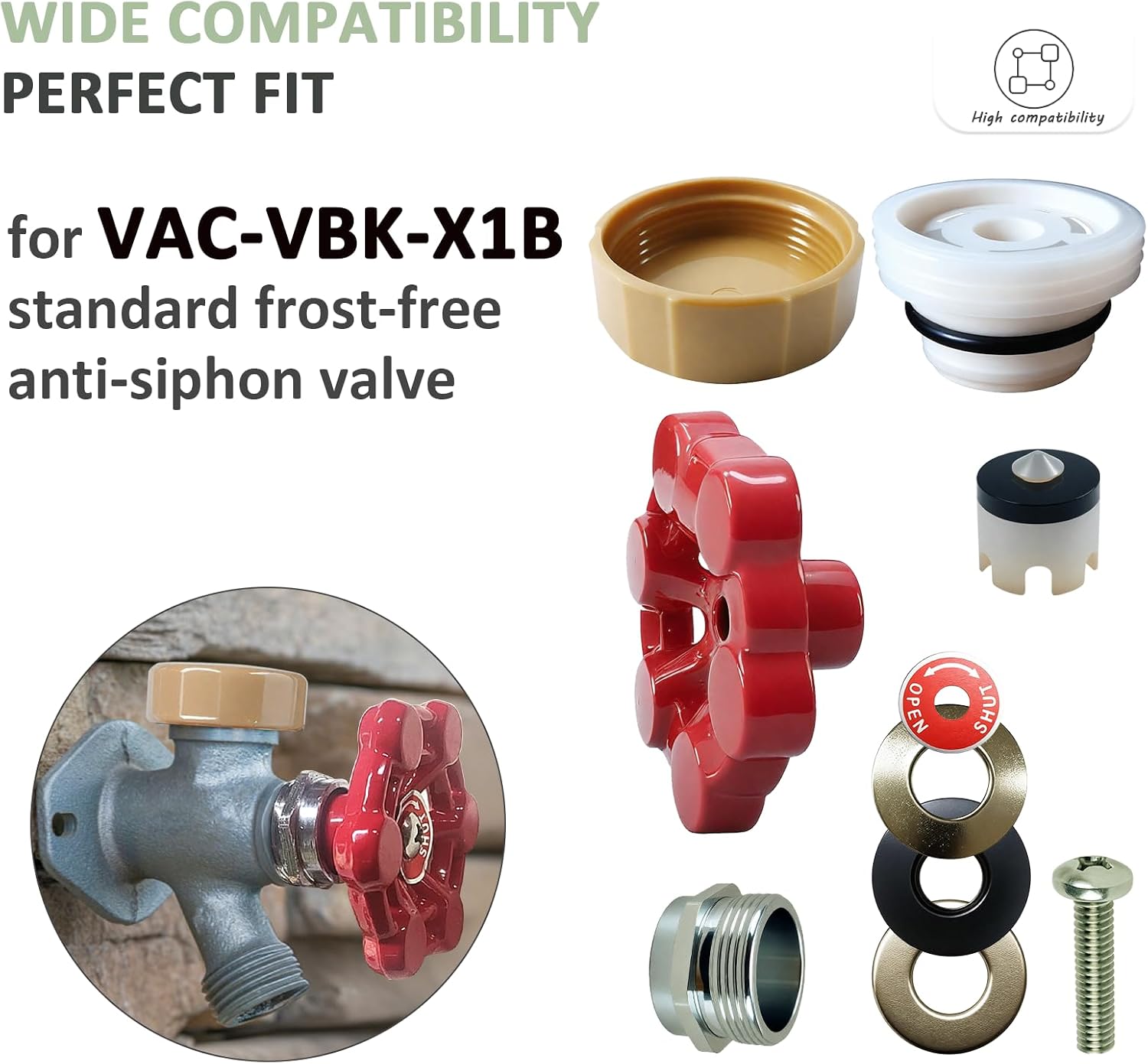 Outdoor Faucet Repair Kit,VACVBKX1B Vacuum Breaker Outside Faucet Repair Kit,Water Hose of Home Improvement,Hose Bib