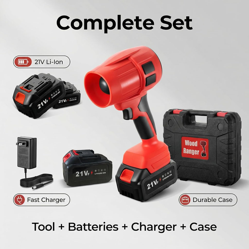 Power Leaf Blower,21V Cordless Leaf Blower, 2X 4.0Ah Batteries Handheld Electric Blower Ideal for Yard Cleaning, Lawn