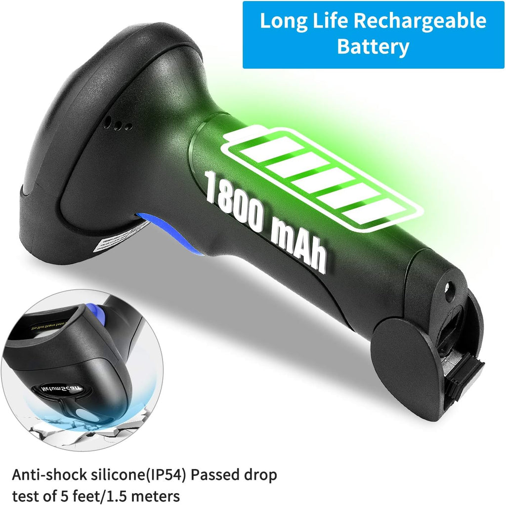 Wireless 1D 2D Barcode Scanner with Stand for Warehouse POS and Computer | NetumScan Portable Automatic QR Code