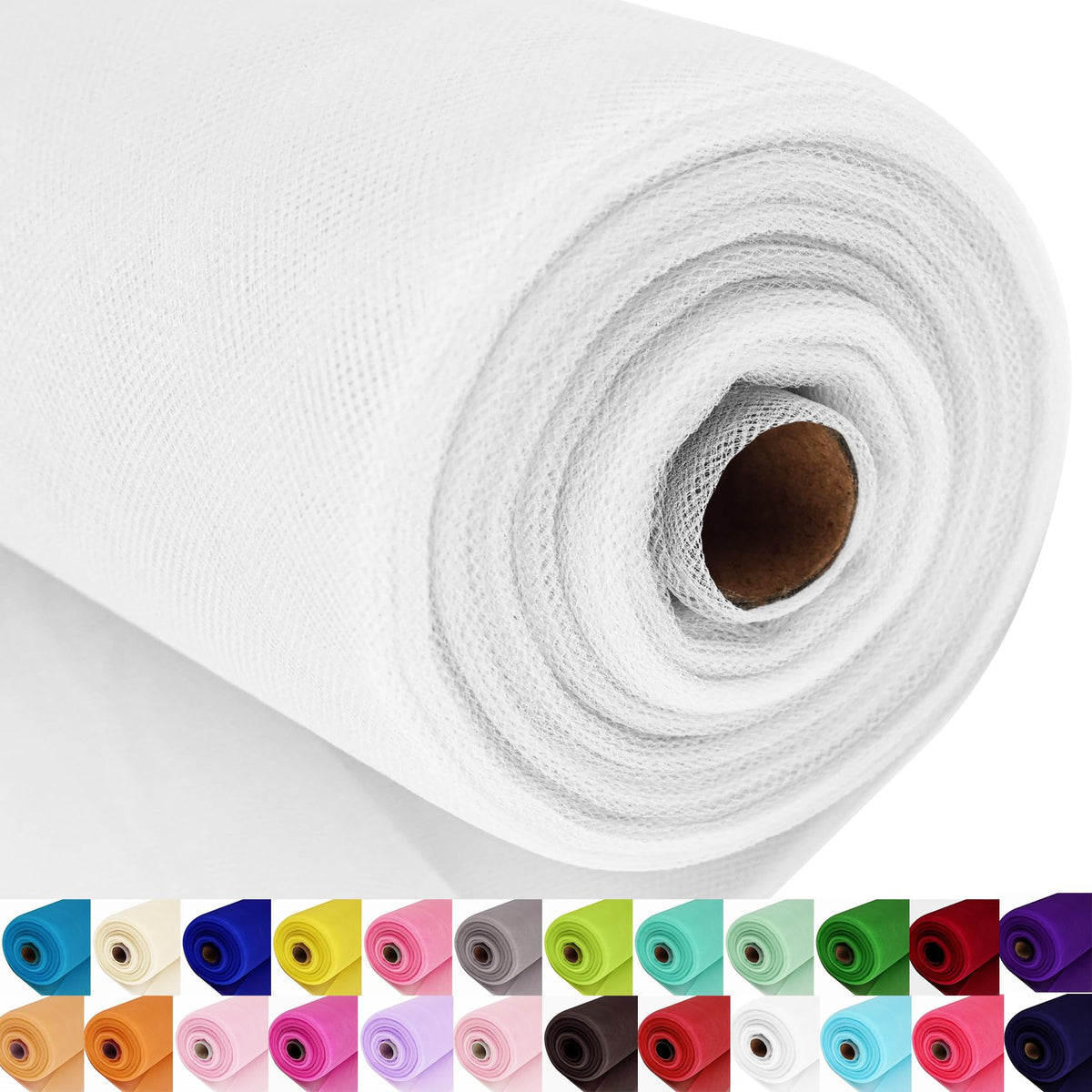 White Tulle Fabric Roll 54 Inch 40 Yards, Large Tulle Spool Bolt
