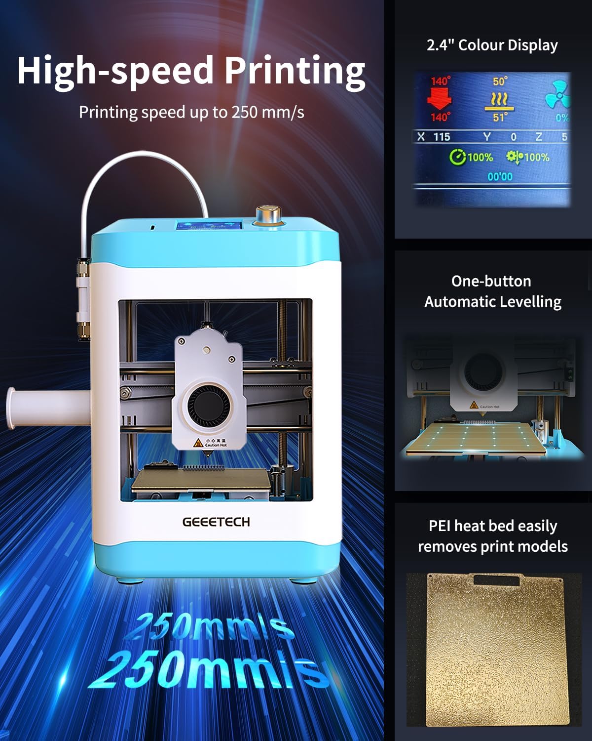 Fully Assembled Mini 3D Printer for Kids & Beginners - Complete Starter Kit with Auto Leveling 3D Printing Machine, 1