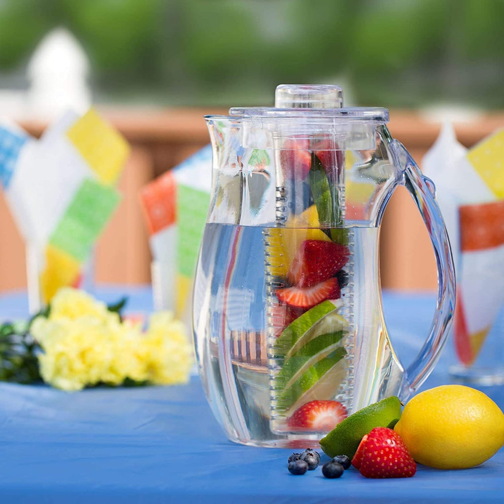 Large Fruit Infuser Water Pitcher (2.9 Quart/93 Oz) – Shatterproof Acrylic | BPA Free - Infusion Jug for Iced Tea