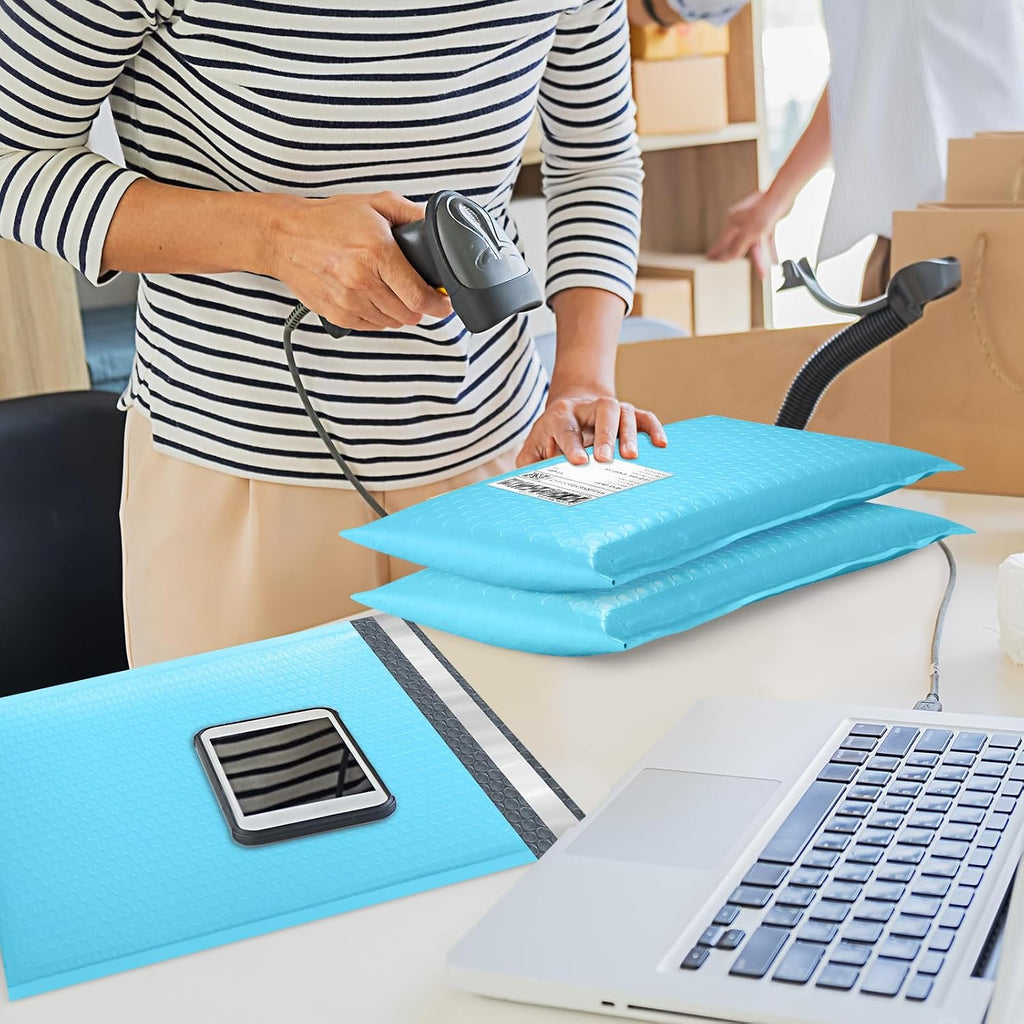 Light Blue Bubble Mailers 10.5x16 for Clothes, 25pcs Usable 10.5x15