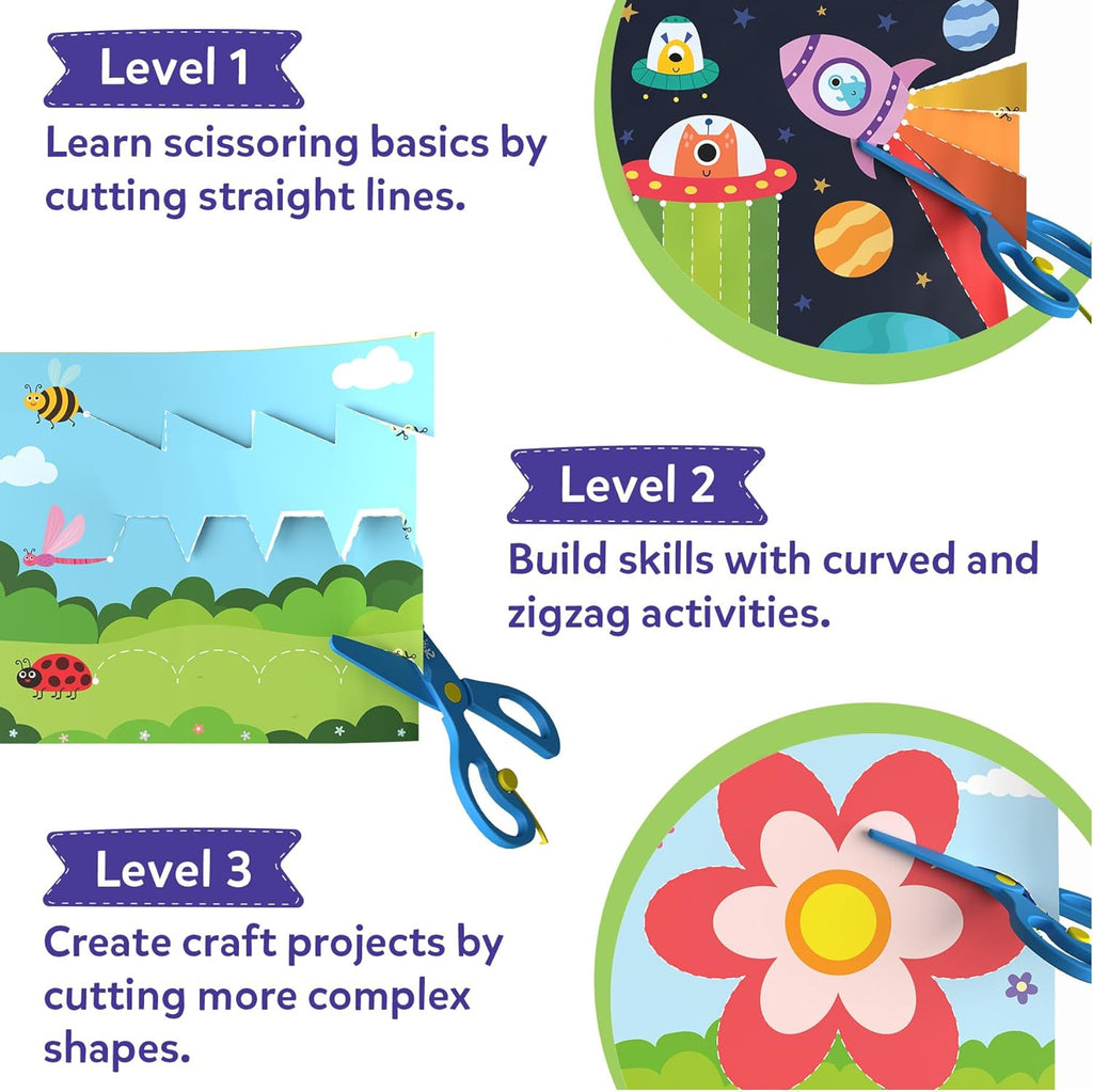 Scissor Skills Activity Book - Snip Snip, 25 Cutting Activities for Preschoolers, Felt Craft Kit, 2 Child-Safe
