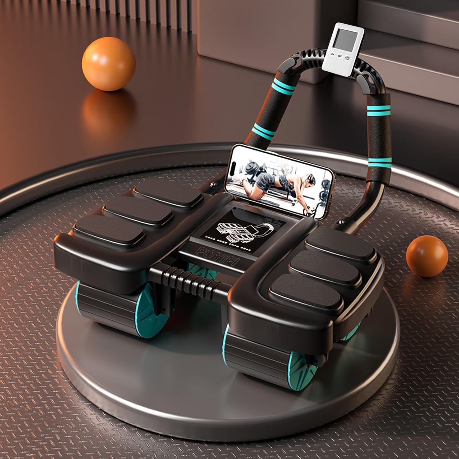 2025 New Ab Wheel Roller with Elbow Support - Automatic Rebound Abdominal Wheel Roller, The Upgraded Four-wheel