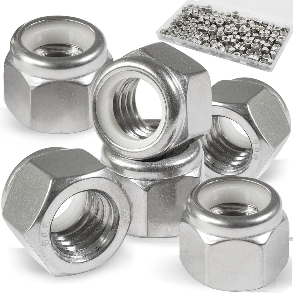 #10-24 Lock Nut, 150Pcs Stainless Steel Nylock Insert Locking Nuts