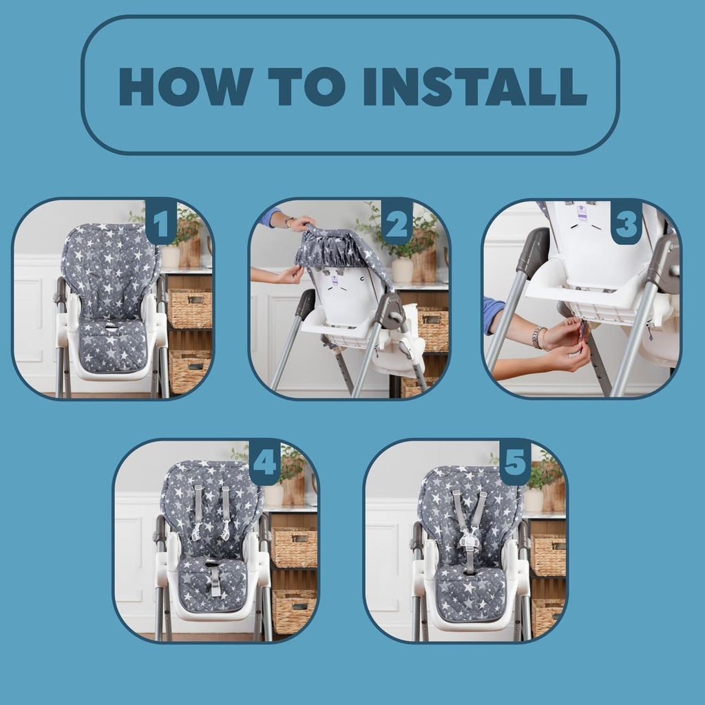 High Chair Pad - Machine Washable High Chair Cover, Easy Use Highchair Cushion, Soft Highchairs Covers for Baby