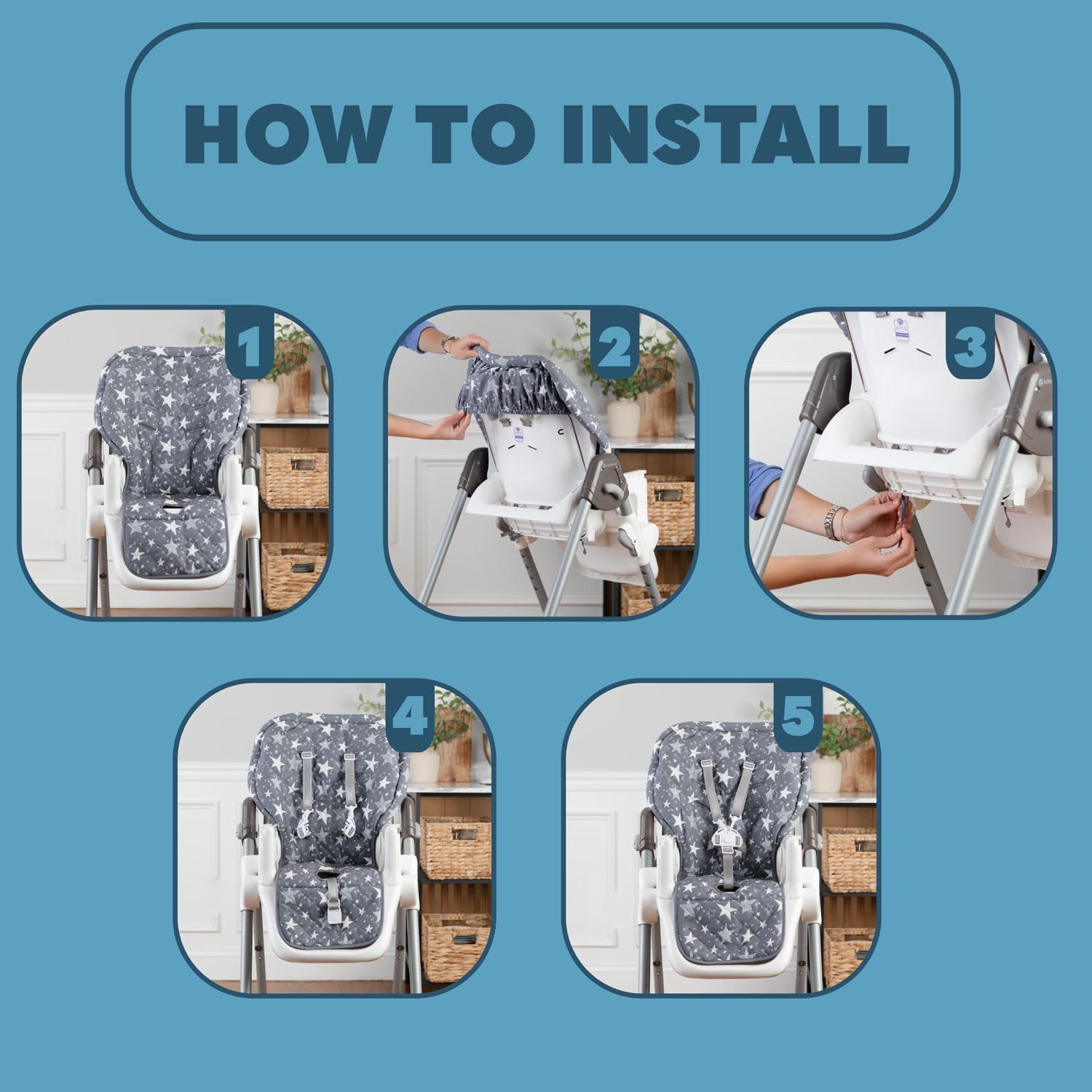 High Chair Pad - Machine Washable High Chair Cover, Easy Use Highchair Cushion, Soft Highchairs Covers for Baby
