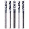 BestParts 5pcs 1/8" 4 Flute Solid Carbide Ball Nose End Mills, AlTiN Coated