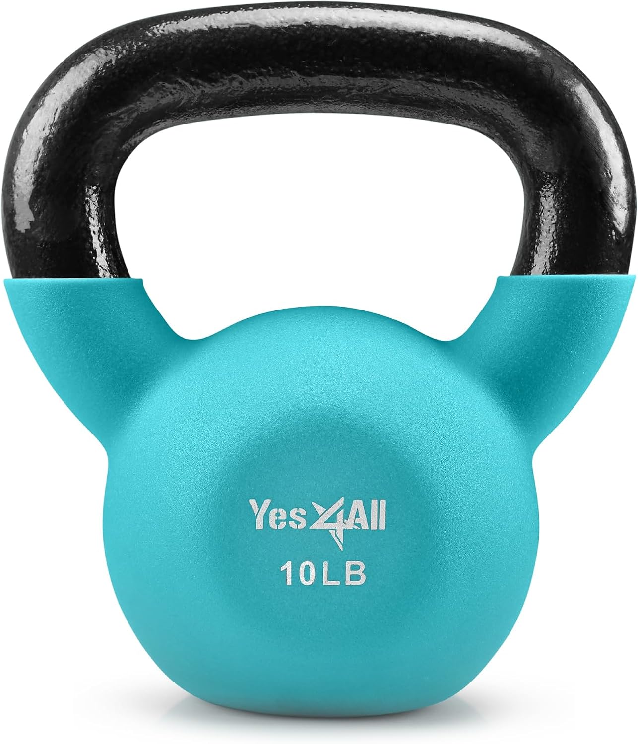 Kettlebell - 5, 10 & 15 LB Neoprene Coated Cast Iron Kettlebells, Wide Grip Handle & Flat Bottom for Swings, Squats