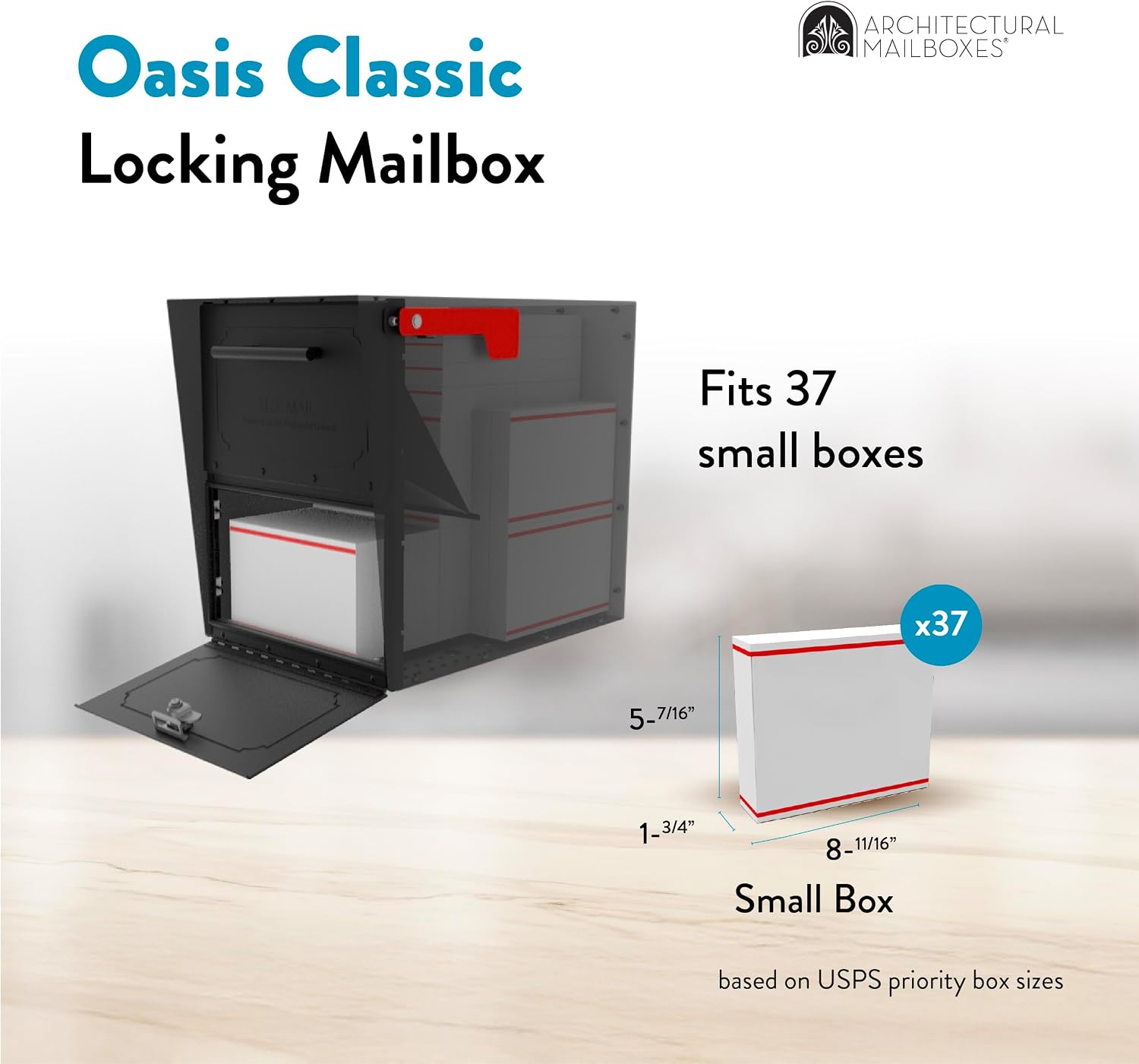 6200B-10 Oasis Classic Locking Post Mount Parcel Mailbox with High Security Reinforced Lock,Black,18.00 x 15.00 x