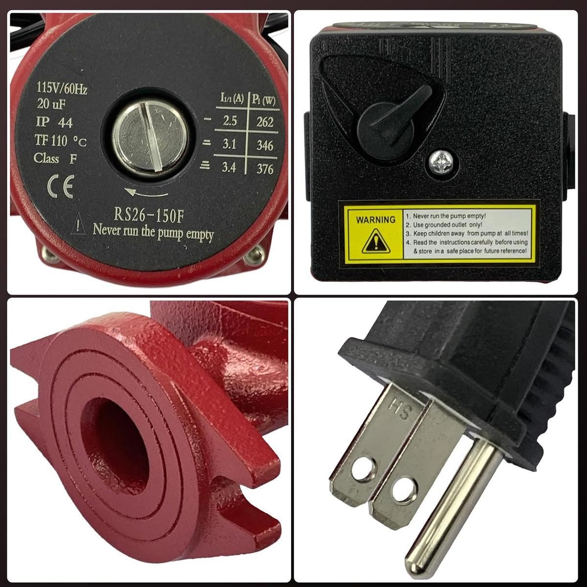 UPS26-150F Circulator Pump Cast Iron 115V 1/3HP Compatible with Grundfos