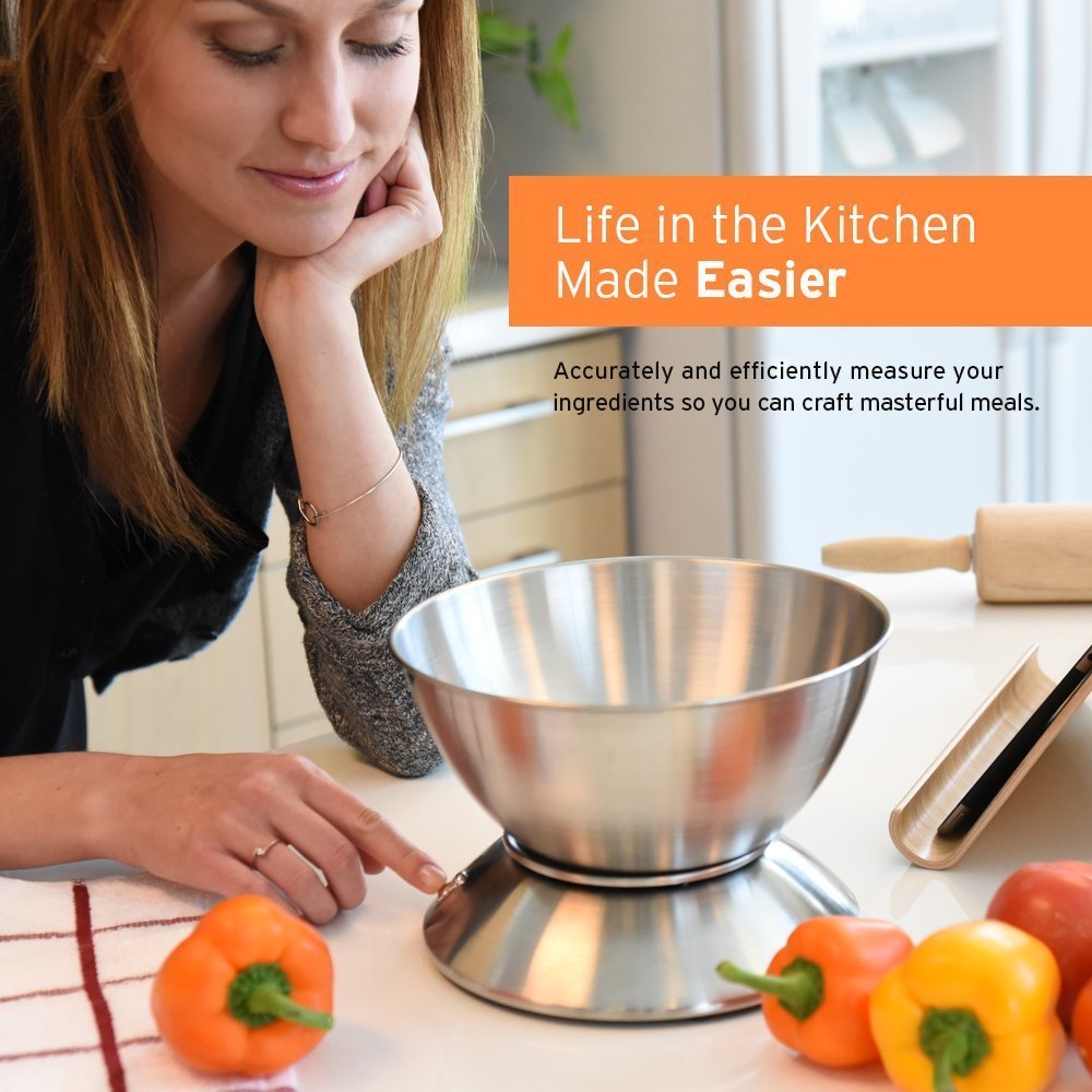 Food Scale with Bowl, Timer and Temperature, Grams and Ounces
