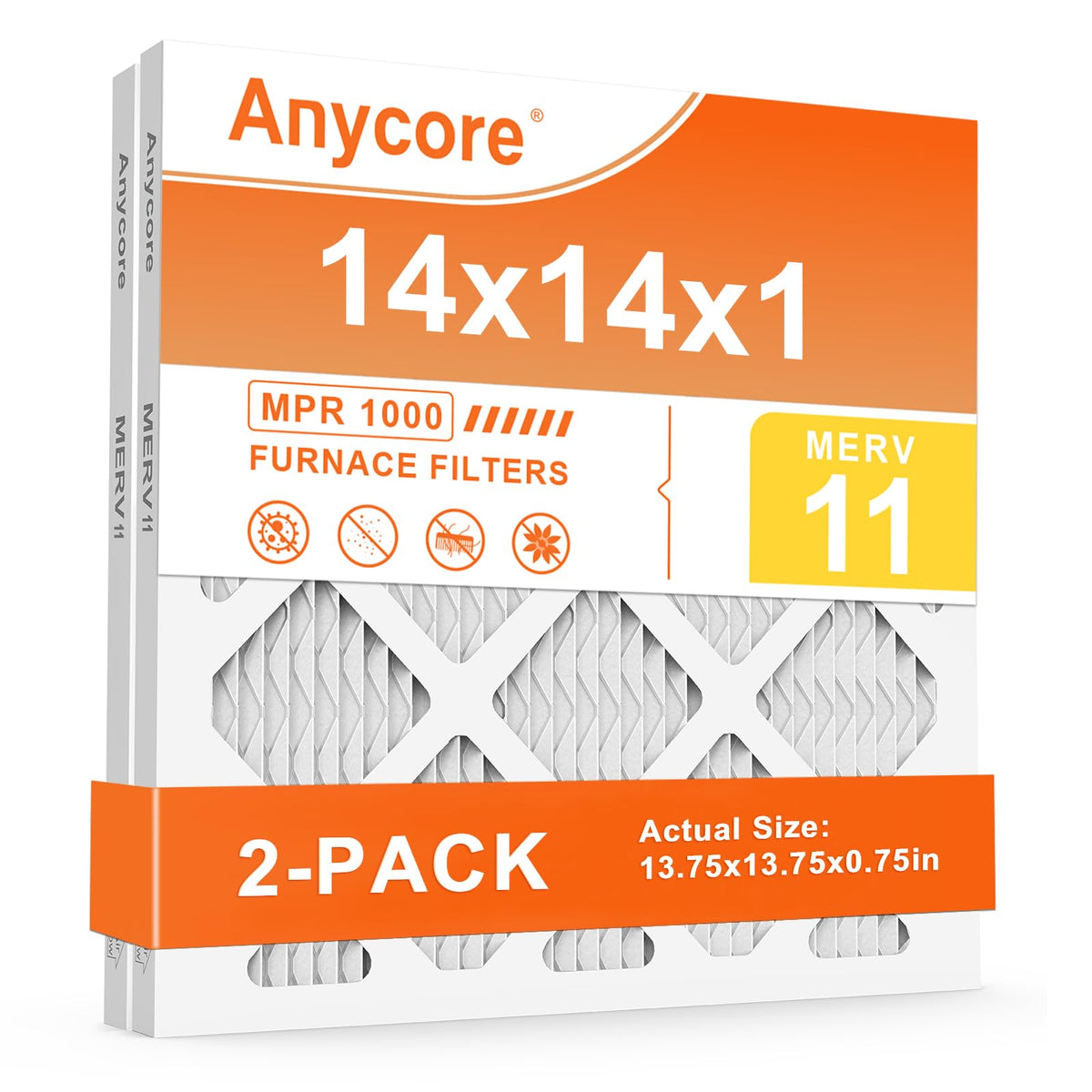 14x14x1 Air Filter 2 Pack MERV 11