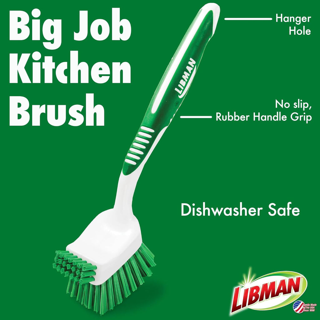 Libman Heavy Duty Scrub Brush Kit | Cleaning Brushes for Household Use | Tub Scrubber | Easy Grip Scrub Brush | Big