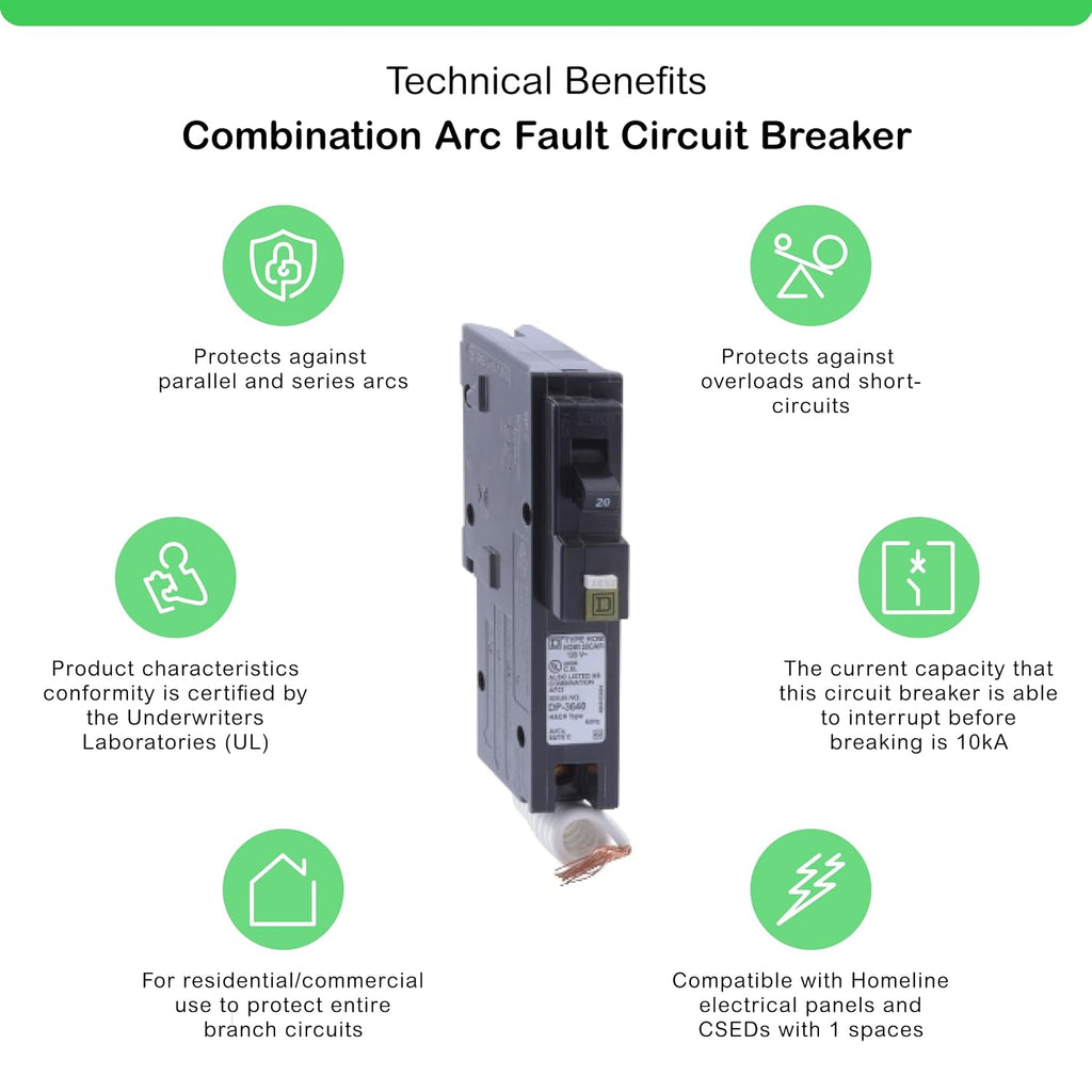 Square D - HOM120CAFIC Homeline 20 Amp Single-Pole CAFCI Circuit Breaker