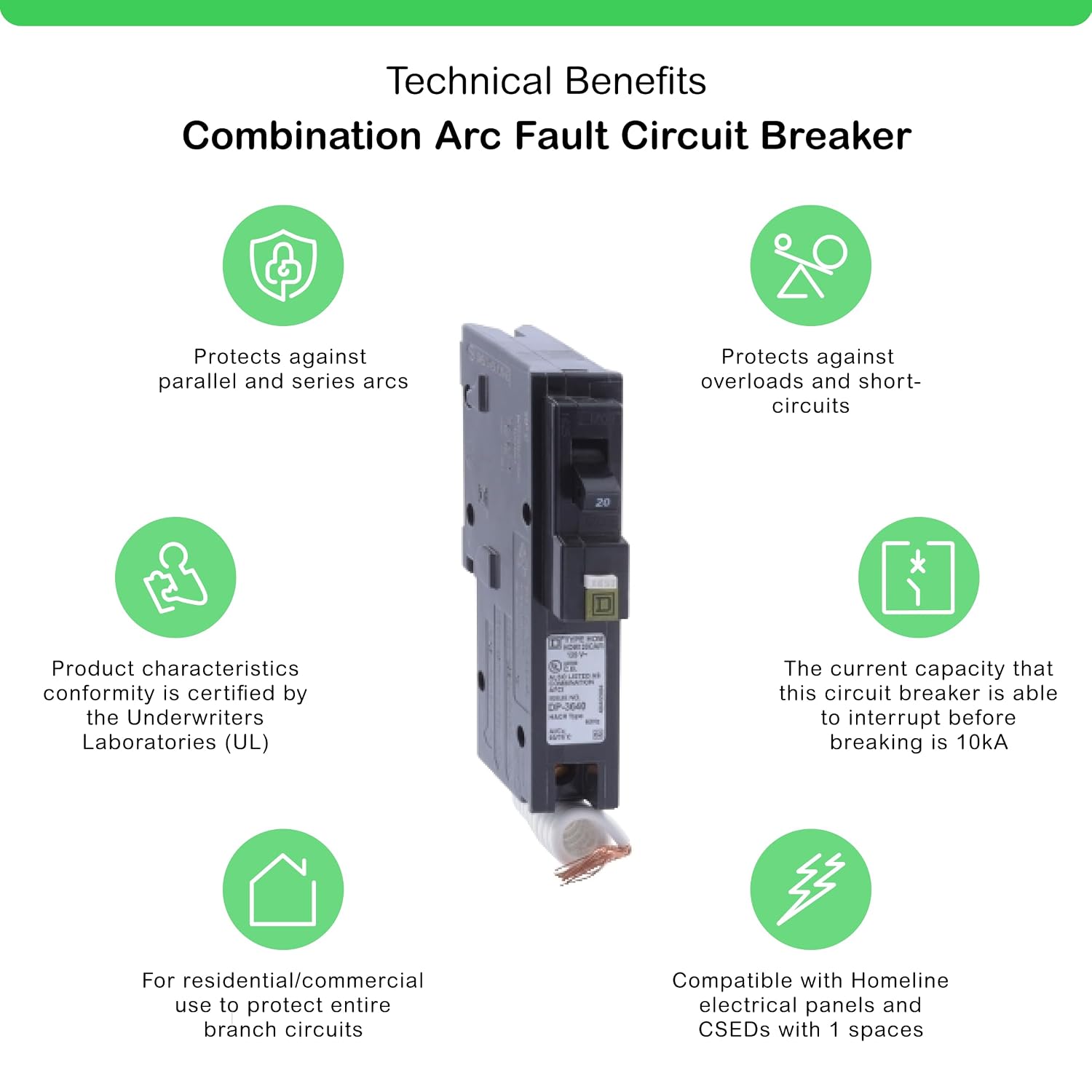 Square D - HOM120CAFIC Homeline 20 Amp Single-Pole CAFCI Circuit Breaker