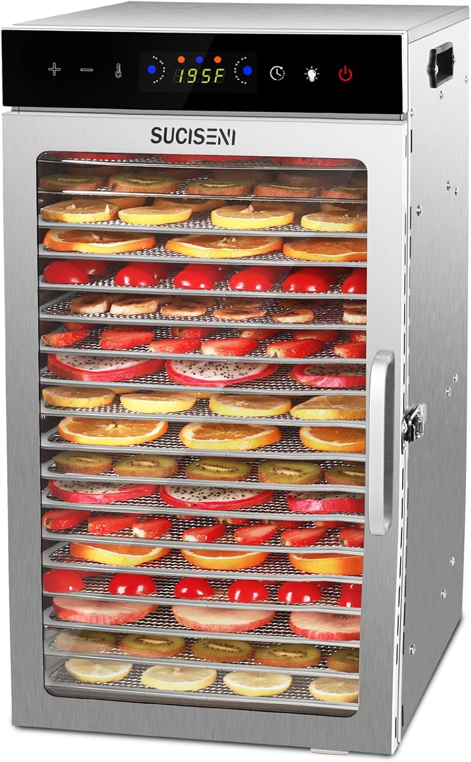 Food Dehydrator Machine 1000W 18 Trays Stainless Steel Commercial Food Dehydrated Dryer with 24H Timer Touch-Control
