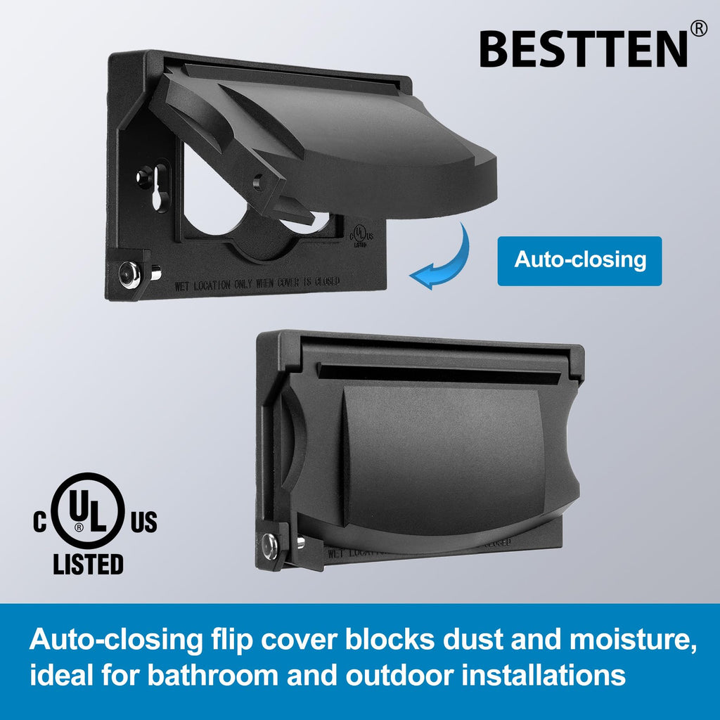 BESTTEN 3 Pack Horizontal Outdoor Outlet Cover for Duplex Receptacles