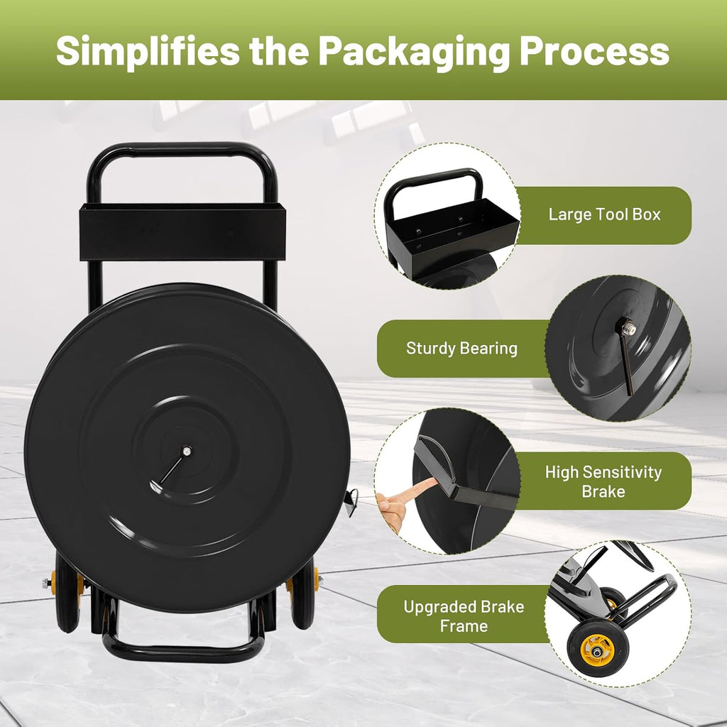 Heavy Duty Strapping Cart Dispenser for 16" Core with Wheels