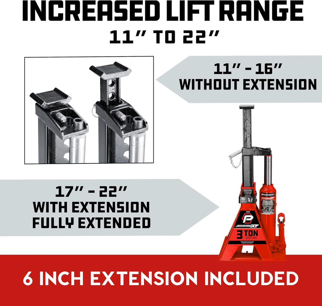 3 Ton All-in-One Hydraulic Bottle Jack and Jackstand in One, Compact, Wide Base, 11-21 Inch Range, Eliminates