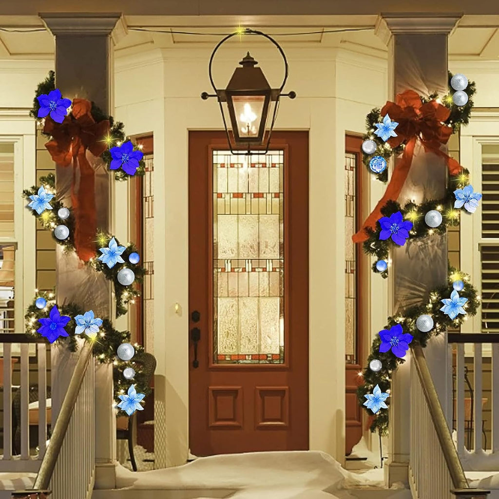 Christmas Illuminate Garland - 8.8 ft Rattan Artificial Flower Vine Plants Outdoor Decorations, Battery Operated