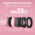 Shooting Ear Protection, Noise Reduction Ear Muffs, Pink