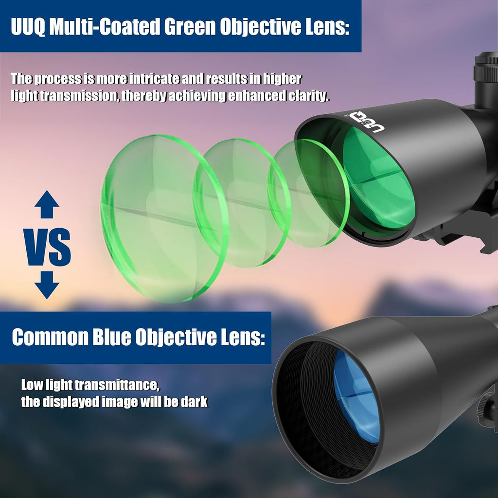 2.5-10x40 Rifle Scope with Red/Green Illuminated Mil-dot with Red/Green Laser Combo-Green Lens Color,Tactical Scope