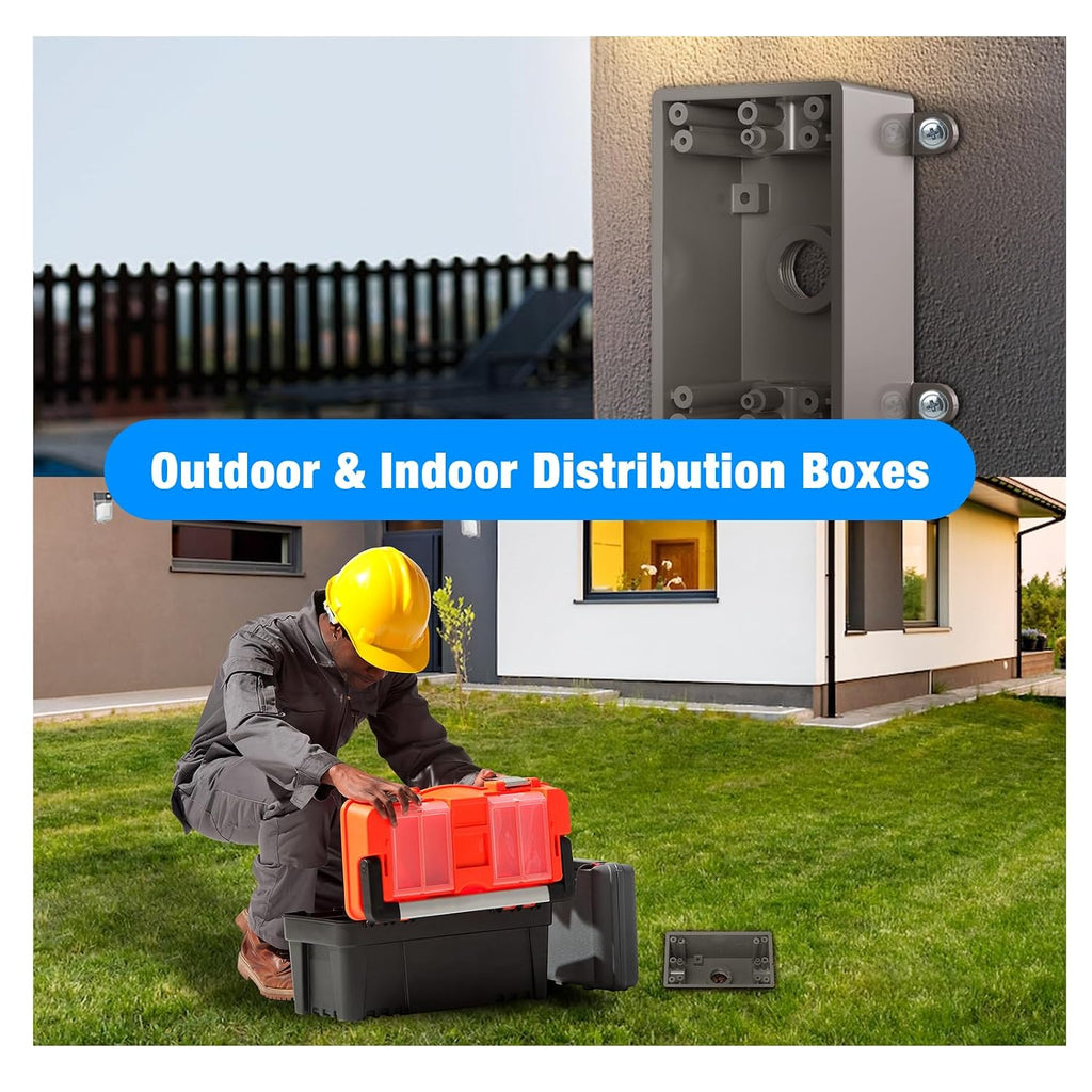 Single-Gang Weatherproof Electrical Outdoor Box, Suitable 1/2-Inch or 3/4-Inch Electrical Conduit Switch/Outlet Box