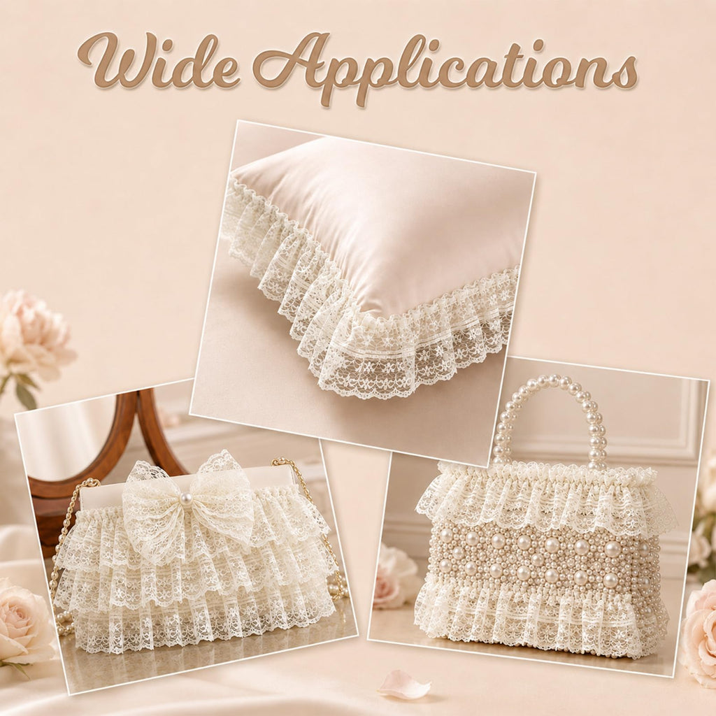 Beige Lace Ruffle Trim