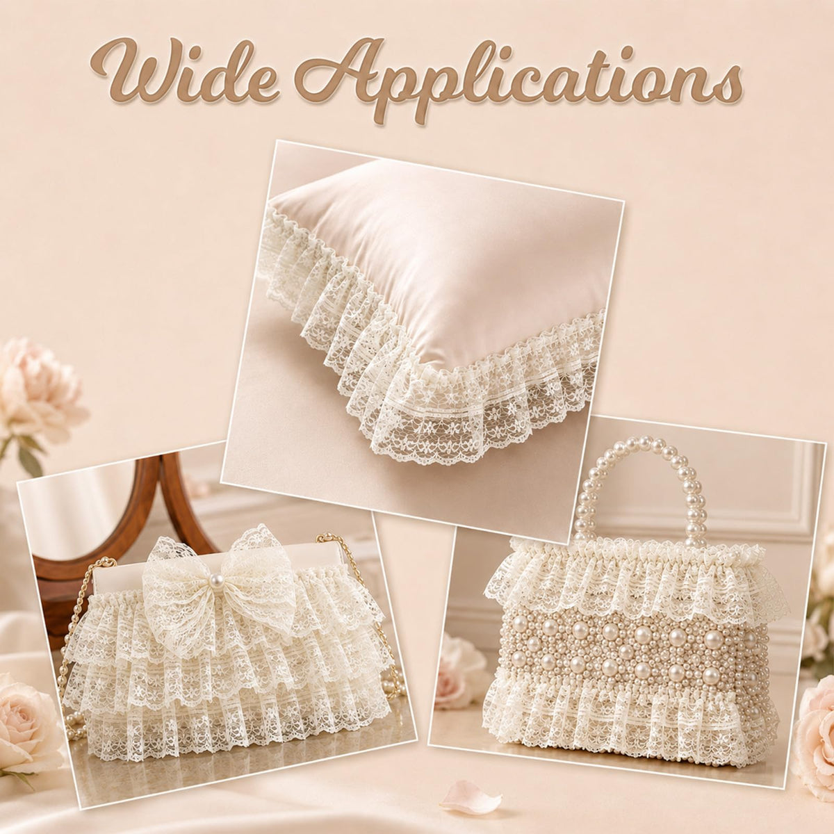 Beige Lace Ruffle Trim