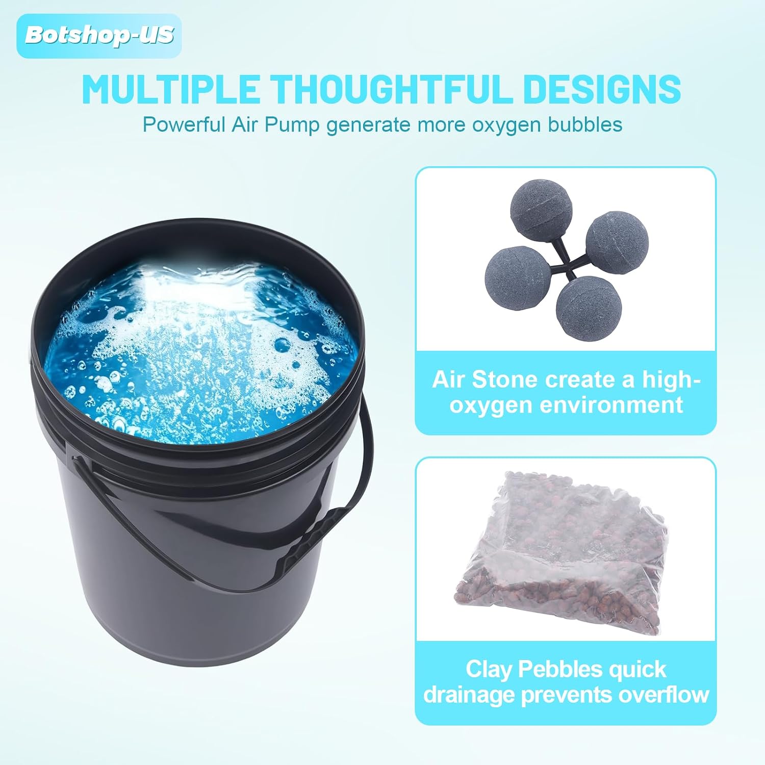 Hydroponics Growing System Kit 5-Gallon Deep Water Culture Recirculating Drip Grow System Indoor Garden Grow System