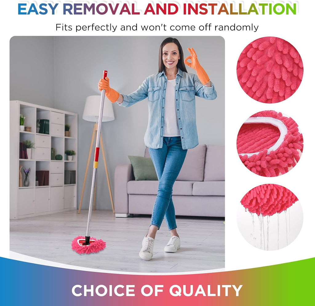 6 Pack Chenille Mop Heads Replacements Compatible with 1 Tank System Chenille Duster Replacement Heads Microfiber