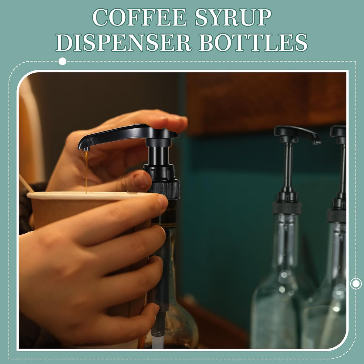 12 Pcs 25 oz Plastic Syrup Bottles with Pump Syrup Dispenser, Black