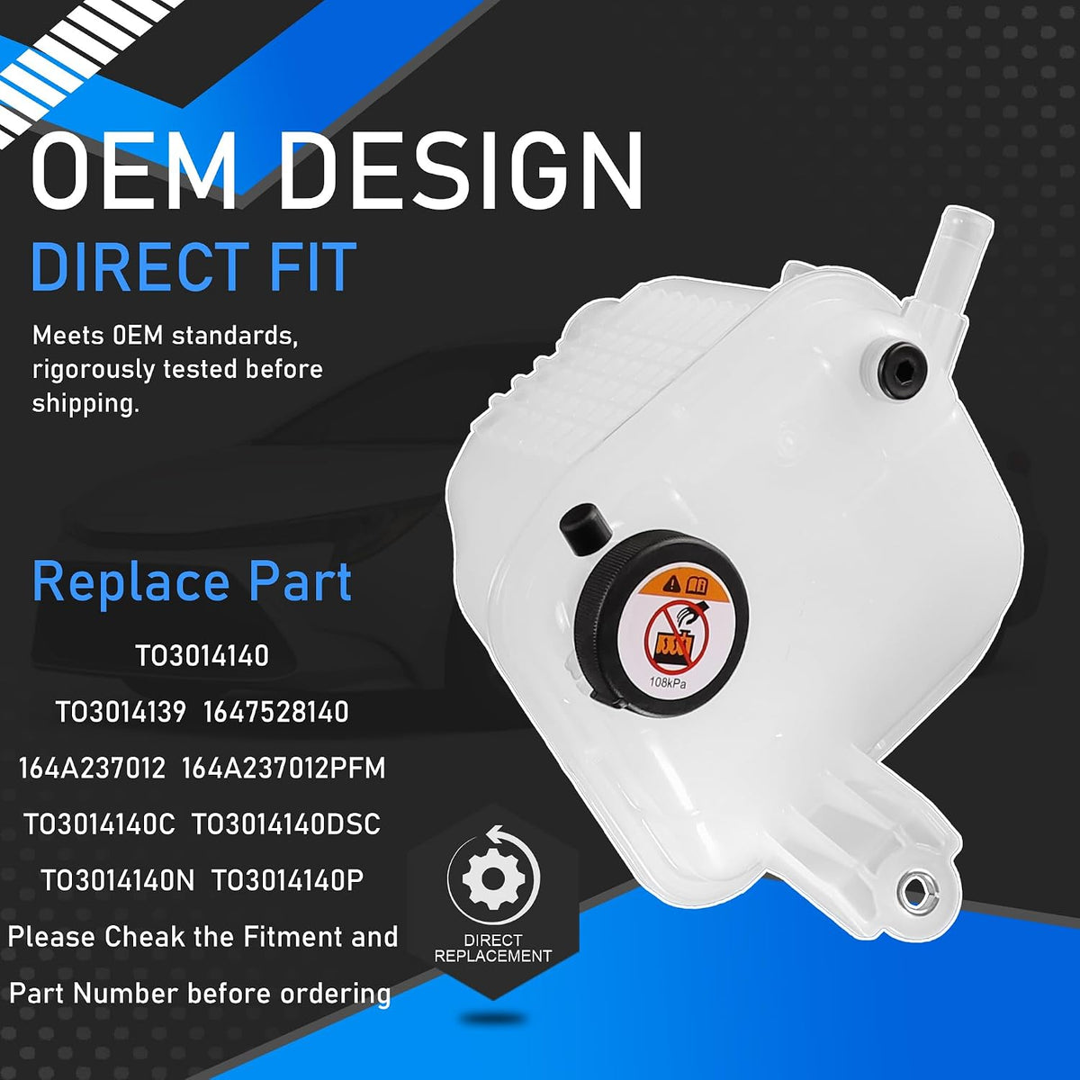 Engine Coolant Reservoir Tank with Cap Compatible with Toyota