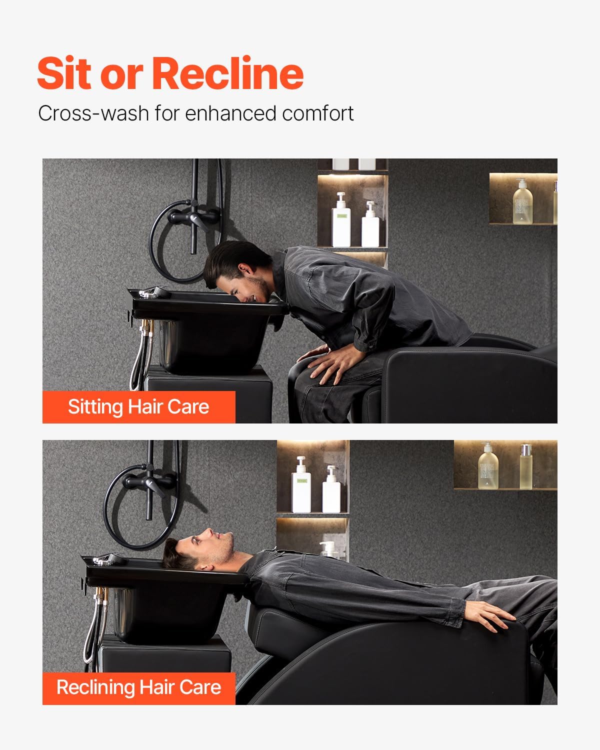 Shampoo Basin, Black Hairdresser Sink Shampoo Bowl Sink, ABS Plastic Salon and Spa Hair Washing Sink, Hair Backwash