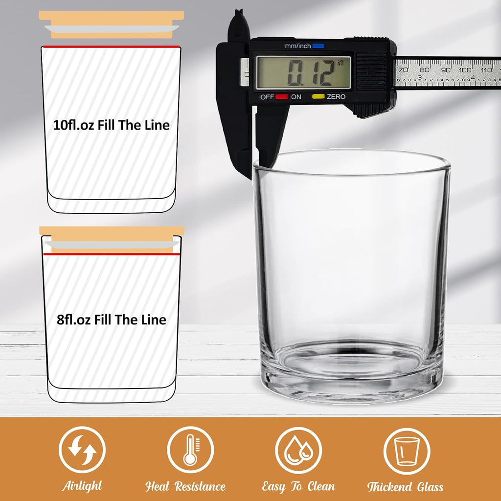 10oz Clear Glass Candle Jars with Lids, 30pcs for Candle Making | Bulk Empty Candle Making Jars with Lids, Dishwasher