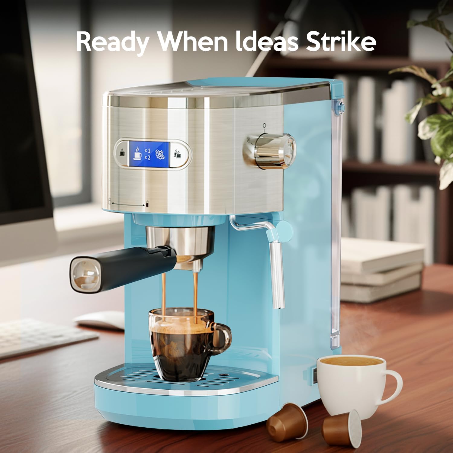 20 Bar Espresso Machine Semi-Automatic, Professional Coffee Maker with Milk Frother Steam Wand & 45OZ Removable Water