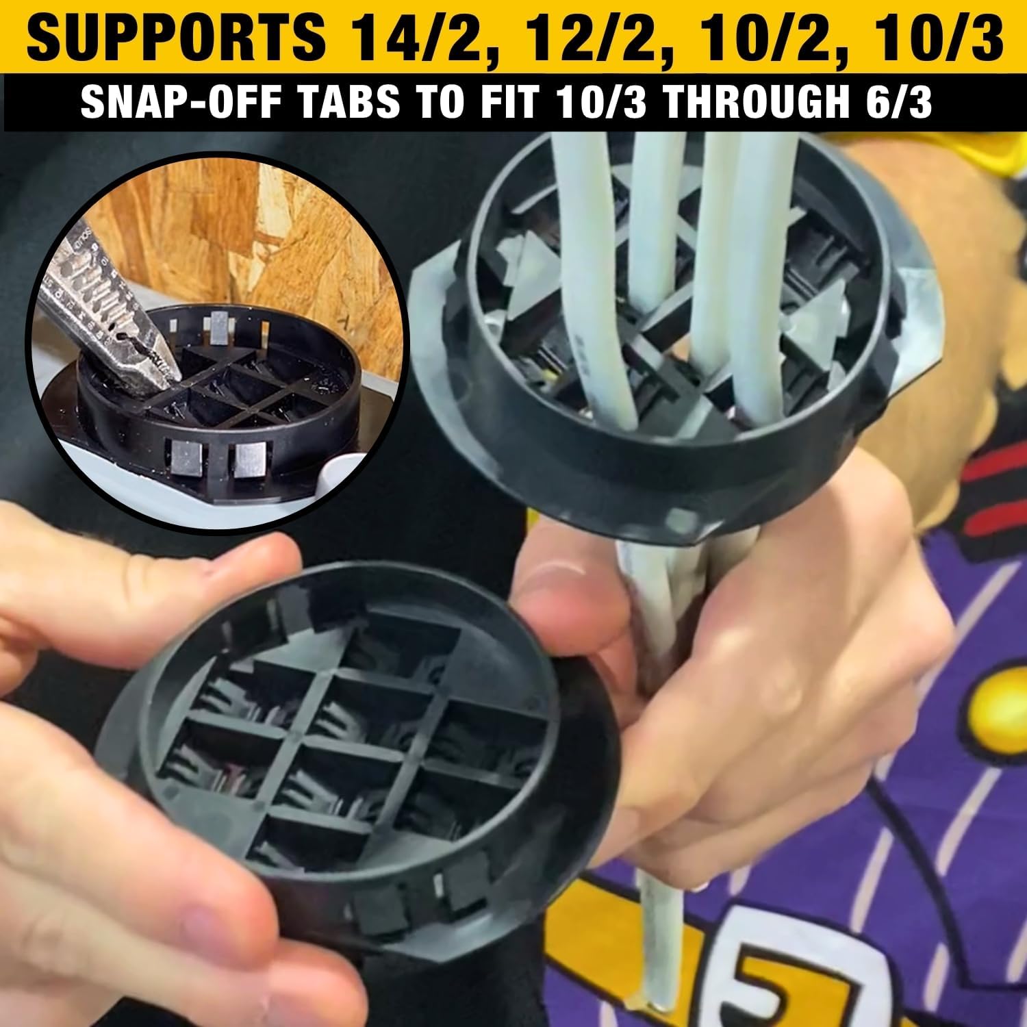 Wire Waffle Connnector for 2.5" KO's - 1 unit, NM Cable Connector, 16 Cables in 1 Knockout, UL Listed & NEC Compliant