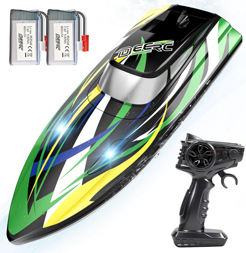 Fast RC Boat for Kids, 20+MPH, Capsize Recovery,24+ Mins | High Speed Remote Control Boat with LED Lights, 2xLi-ion