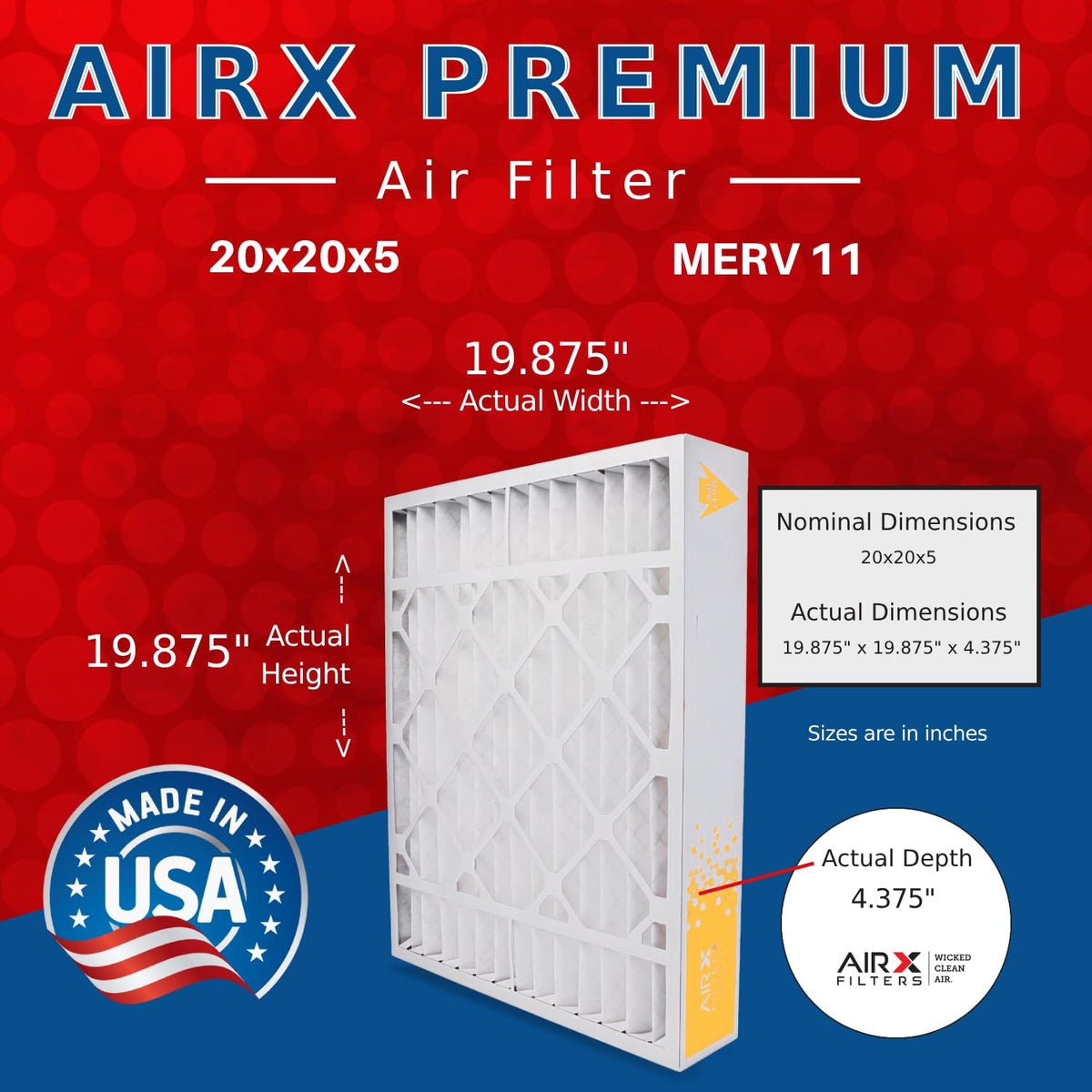 20x20x5 Furnace AC Filter MERV 11 Allergy ReservePro 4367/4354