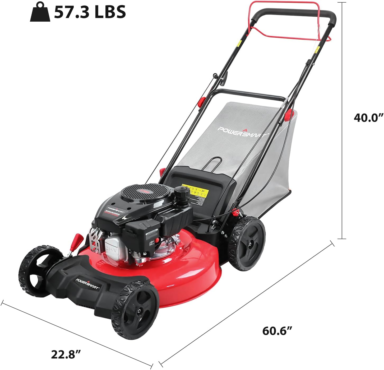 21-Inch Self Propelled Gas Lawn Mower, 170cc OHV Engine, Rear-Wheel Drive, Steel Deck, 3-in-1 Walk-Behind Mower