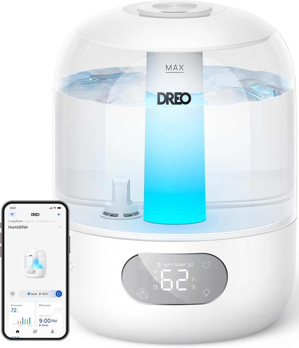 3L Smart Humidifiers for Bedroom, 30H Runtime, 26 dB Quiet, Top Fill | Easy to Clean, Precise Humidity Control, Night