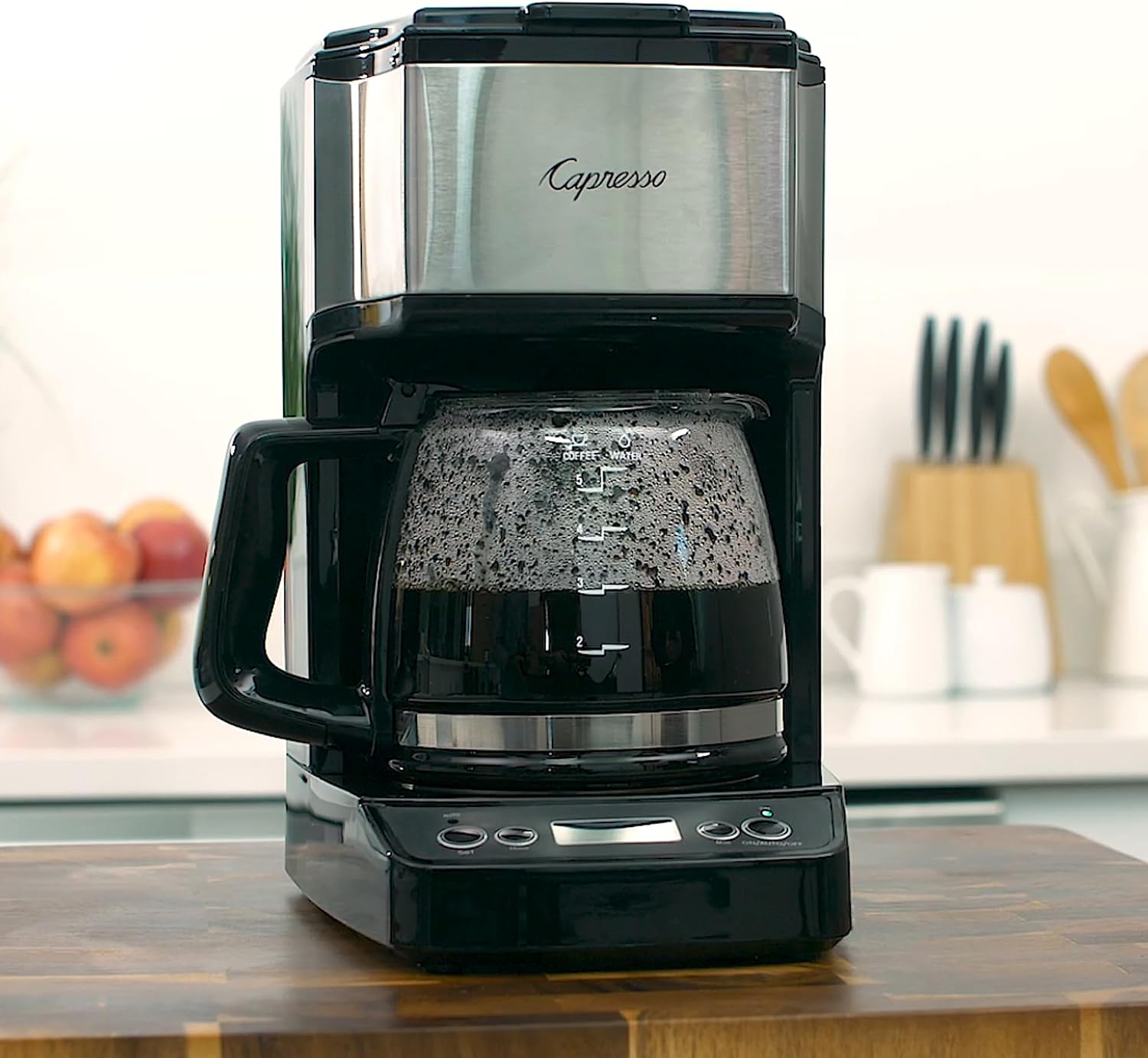 5-Cup Mini Drip Coffee Maker, Black and Stainless Steel