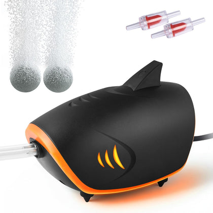 4W 110GPH Powerful Aquarium Air Pump, Quiet 2-outlets Aquarium Aerator, Adjustable Fish Tank Air Pump with