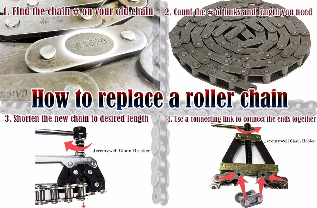 Jeremywell 50-2 Double Strand Duplex Roller Chain 10 Feet with 1 Connecting Link