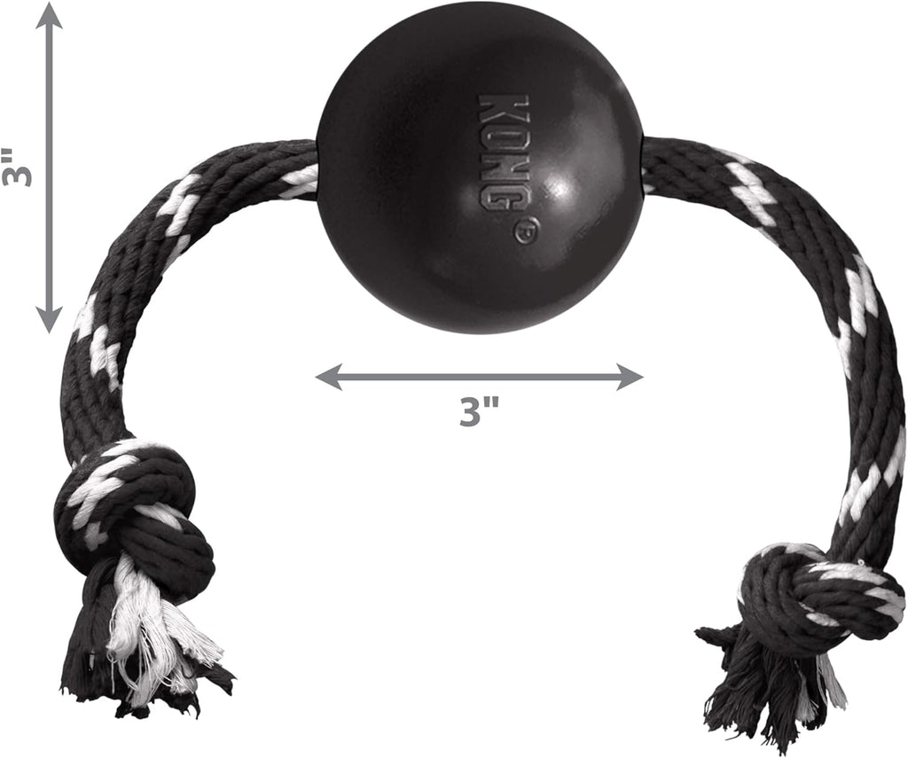 Extreme Ball with Rope - Dog Fetch Toy with Rope for Easy Throwing - Durable Dog Ball Toy for Tug, Playtime & More s