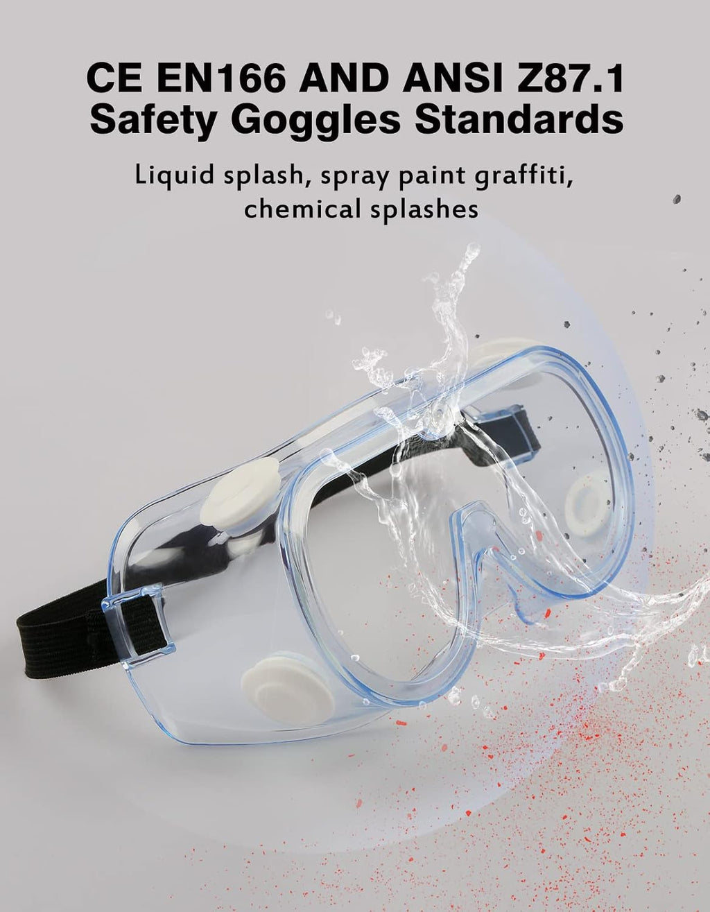 Safety Goggles ANSI Z87.1 Anti-Fog Protective Lab Goggles Chemistry | Comfortable Soft Edge Design, Certified