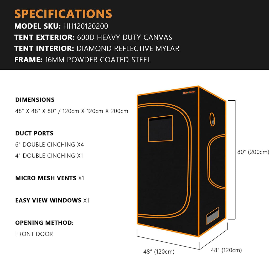 4x4 Grow Tent, High Reflective Mylar Hydroponic Grow Room with Observation Window, Removable Floor Tray & Dual